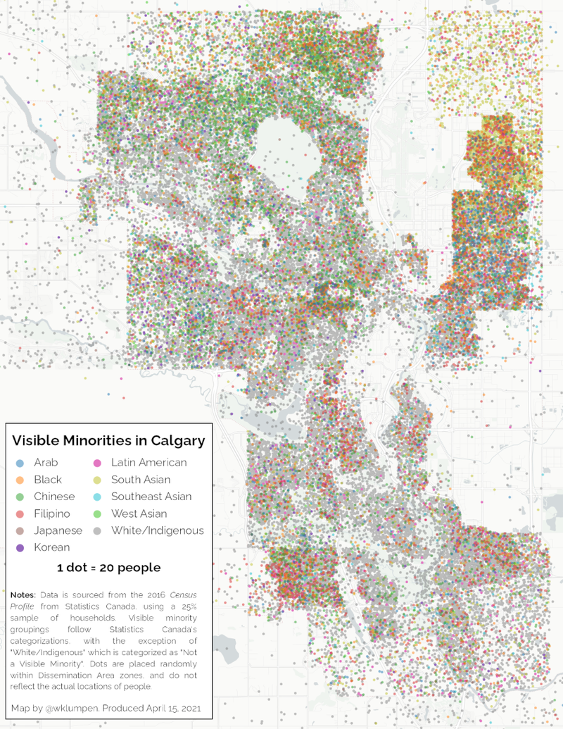 Dot Map of Calgary (2016 Census)