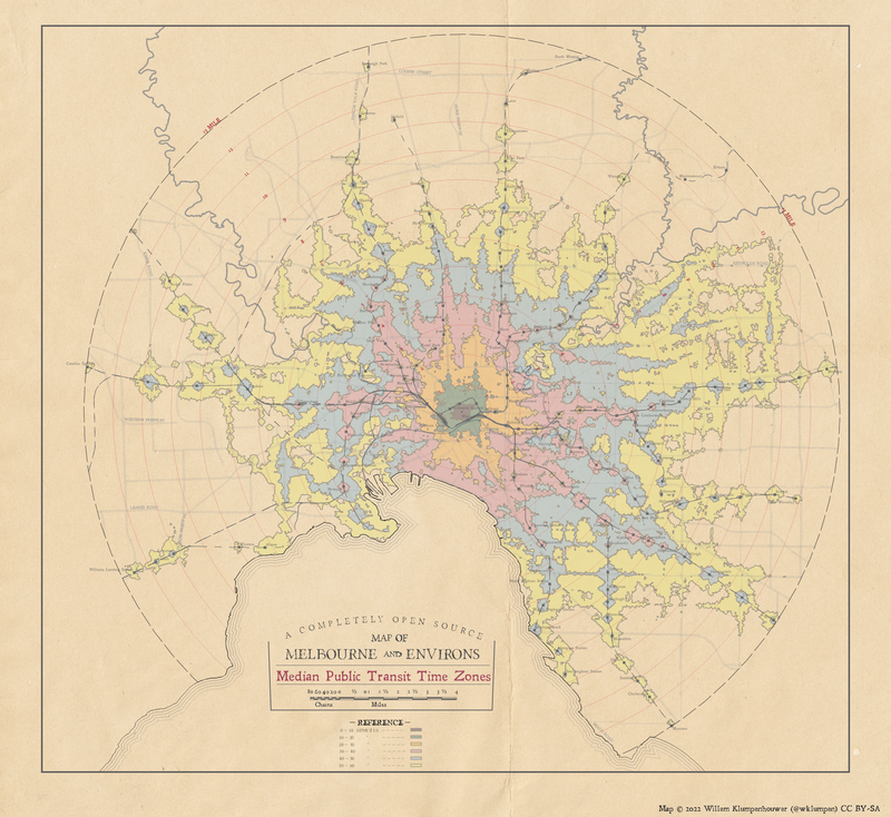 Melbourne Isochrone Recreation Map